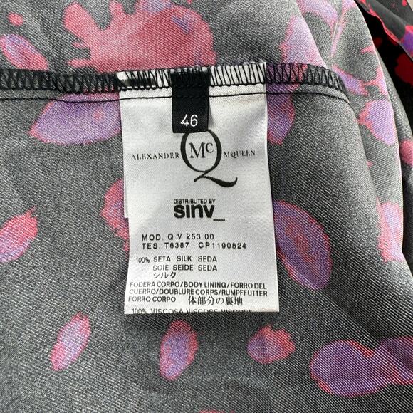 MCQ ALEXANDER MCQUEEN 100% Silk Abstract Print Shift Dress Size 12 Made In Italy - Picture 7 of 9